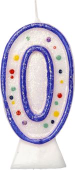 Picture of AGE 0 NUMERAL MOULDED CANDLE BLUE 8CM